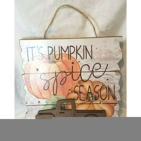 Fall Thanksgiving Pumpkin Spice Season Truck Hanging Sign w/LED Lights - Picture 7 of 11